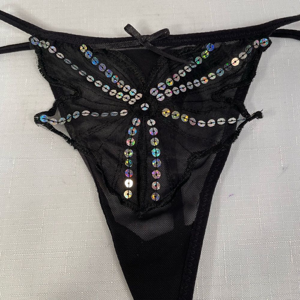 BLACK SEQUIN G-STRING SIZE 7 by INTIMATES NWOT - Picture 3 of 5